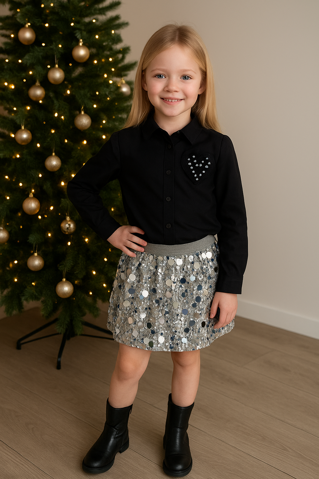 Blouse met Glimmend Hartje