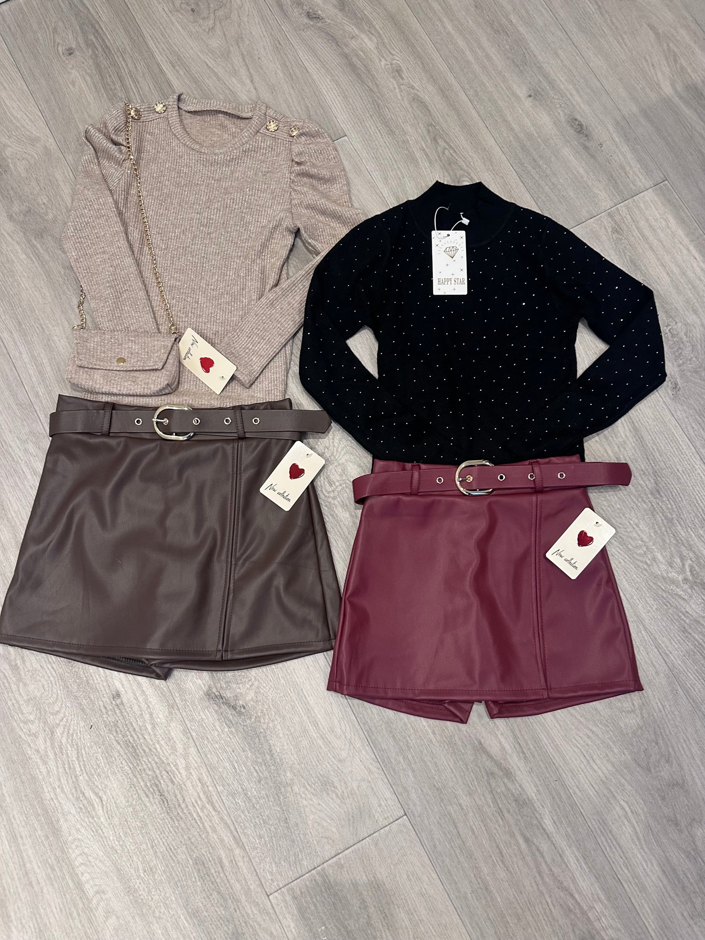 Bruine leatherlook broekrokje