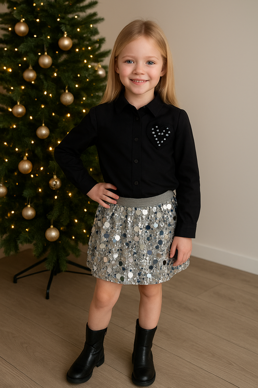 Blouse met Glimmend Hartje