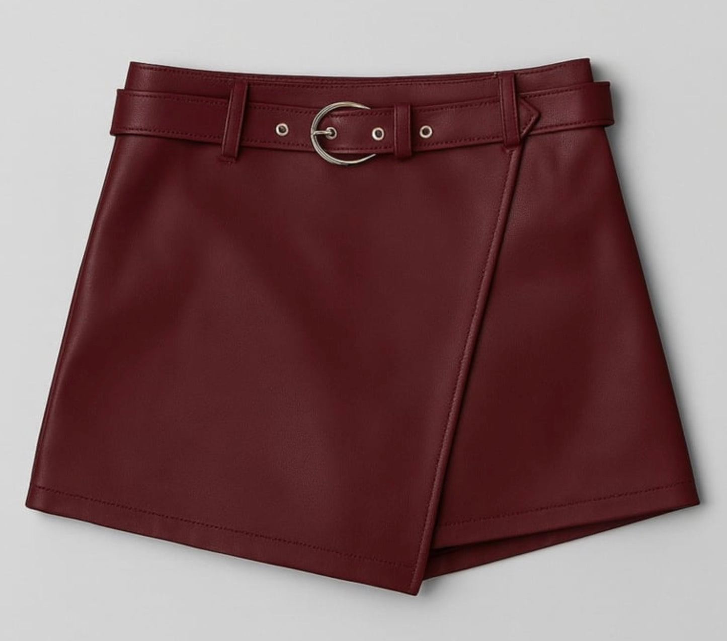 Bordeaux leatherlook broekrokje