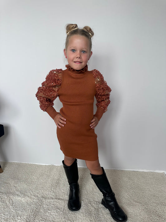 Jurk met pofbouw en glitter