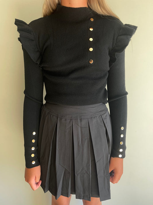 Meisjes trui met ruffles en studs