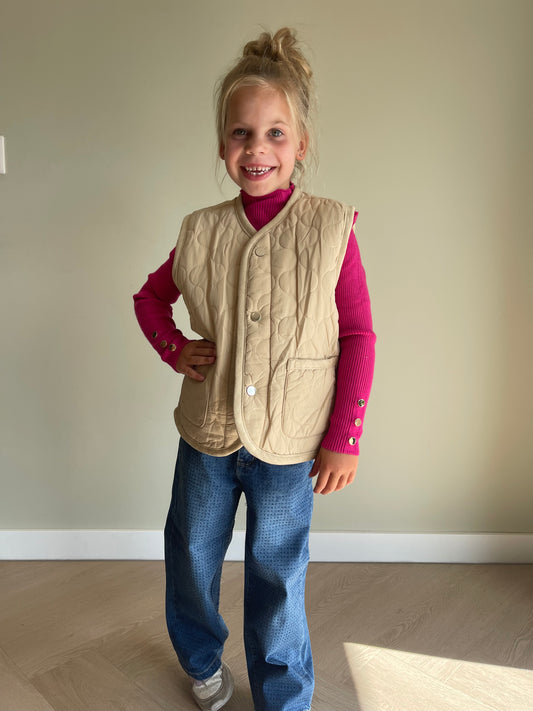 Omkeerbare bodywarmer voor meisjes – Beige