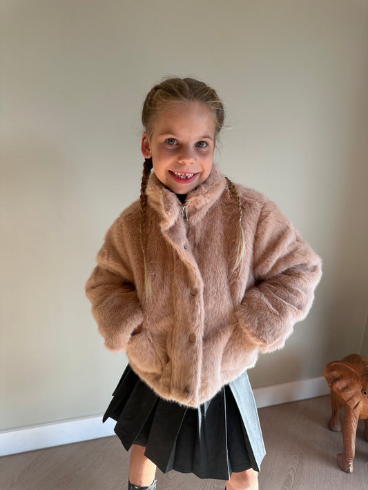 Fluffy jas zachtroze