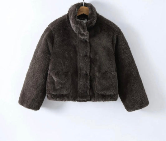 Fluffy jas bruin
