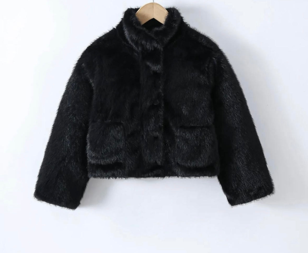 Fluffy jas zwart