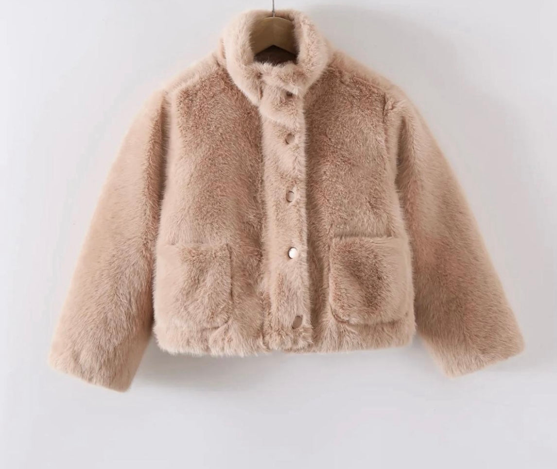Fluffy jas zachtroze
